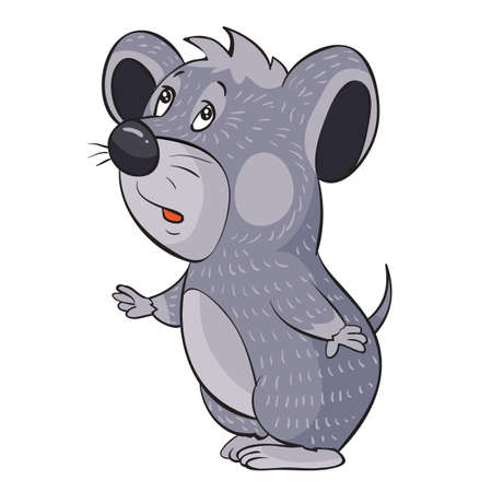 little gray mouse, cartoon illustration, isolated object on a white background, vector illustration, epsのイラスト素材