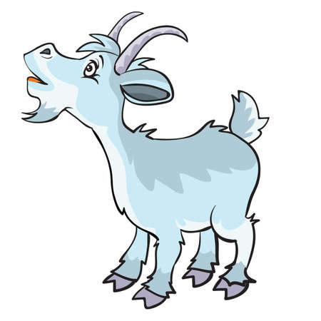 curious goat character, cartoon illustration, isolated object on white background, vector, epsのイラスト素材