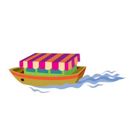 pleasure boat, flat, isolated object on white background, vector illustration, epsのイラスト素材