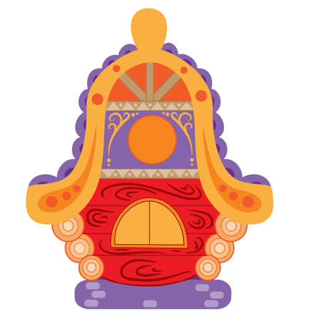 cute house with red round roof, cartoon illustration, isolated object on white background, vector illustration, epsのイラスト素材