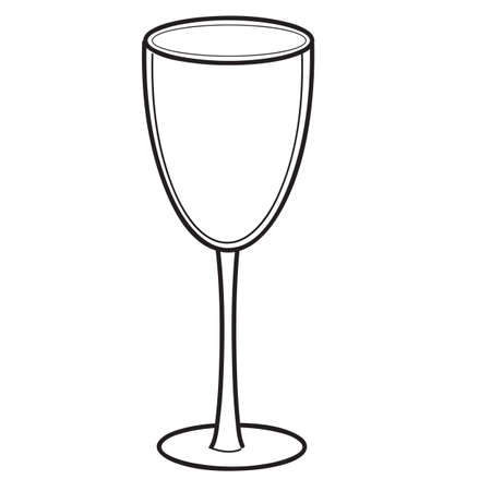 sketch, champagne glass, cartoon illustration, coloring book, isolated object on a white background, vector, epsのイラスト素材