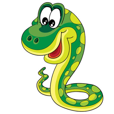 cute green snake character, cartoon illustration, isolated object on white background, vector, epsのイラスト素材