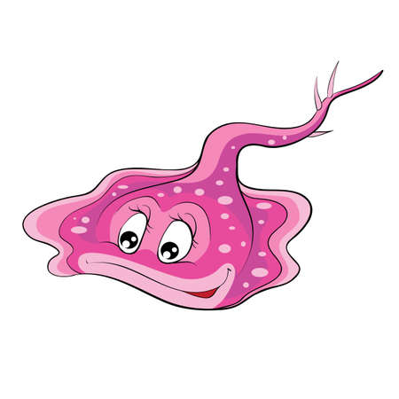 cute pink stingray character, cartoon illustration, isolated object on white background, vector, epsのイラスト素材