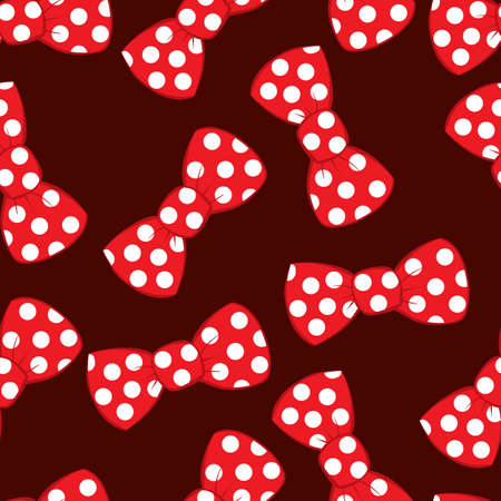 pattern, red bow tie with white polka dots on a burgundy background, vector illustration, epsのイラスト素材