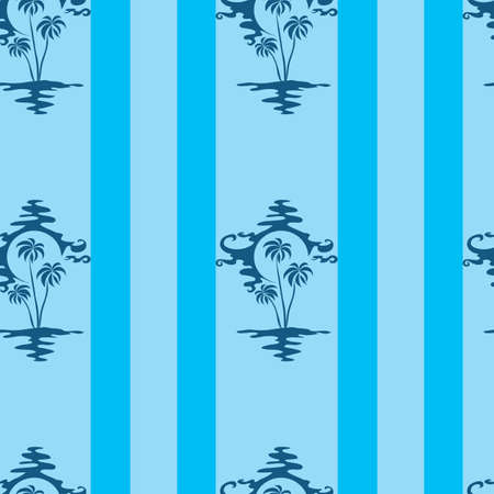 pattern, blue palms on the island on a blue background, vector illustration, epsのイラスト素材