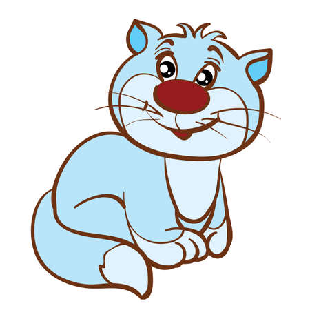 cute fat cat character in blue color, cartoon illustration, isolated object on white background, vector, epsのイラスト素材