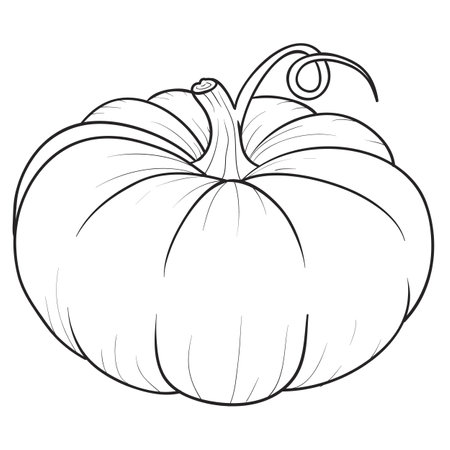 sketch, big beautiful pumpkin, coloring book, cartoon illustration, isolated object on white background, vector, epsのイラスト素材