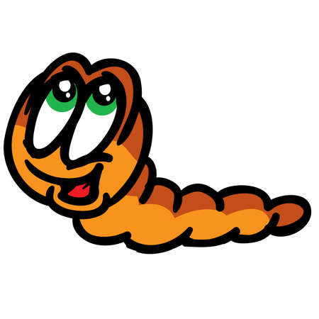 cute worm character with big eyes, cartoon illustration, isolated object on white background, vector, epsのイラスト素材