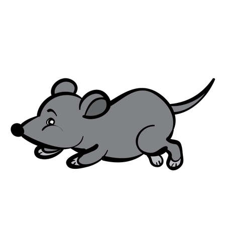 the character of a gray mouse that runs away, cartoon illustration, isolated object on a white background, vector, epsのイラスト素材