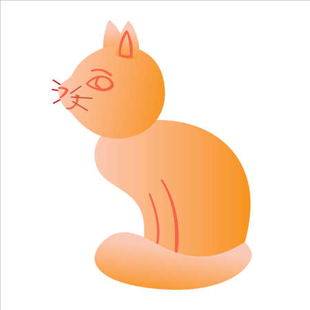 stylized red cat, cartoon illustration, isolated object on white background, vector, epsのイラスト素材