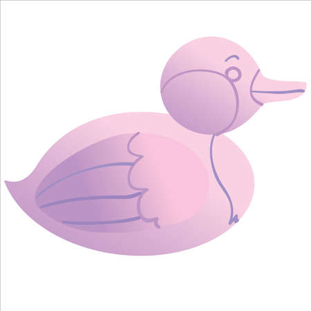 stylized duck in pink color, cartoon illustration, isolated object on white background, vector, epsのイラスト素材