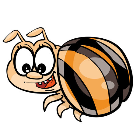 cute striped beetle character, cartoon illustration, isolated object on white background, vector, epsのイラスト素材