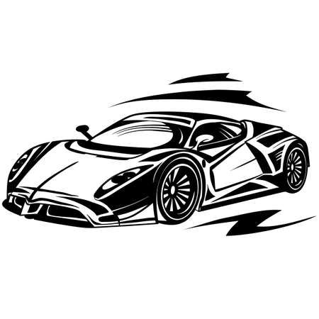stylized passenger car, isolated object on a white background, vector illustration, epsのイラスト素材