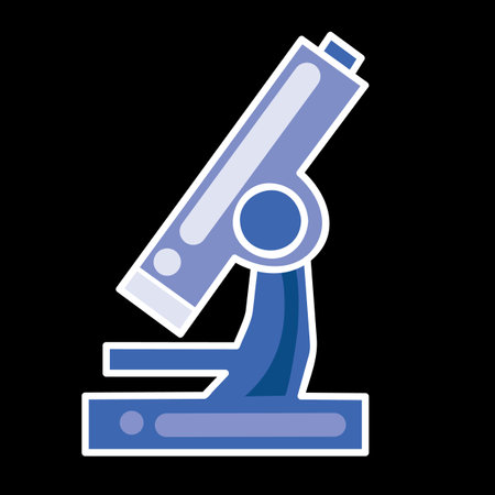 stylish blue microscope on black, cartoon illustrationのイラスト素材
