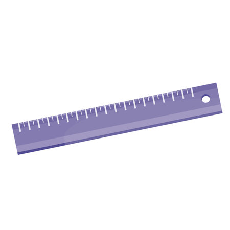purple ruler for classes in the lesson of mathematics and geometry, top view, isolated object on a white background, vector illustration, eps.のイラスト素材