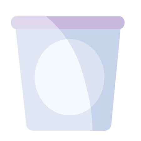 purple plastic glass with sour cream or yogurt that can stand on grocery shelves in a store, isolated object on a white background, vector illustration, epsのイラスト素材