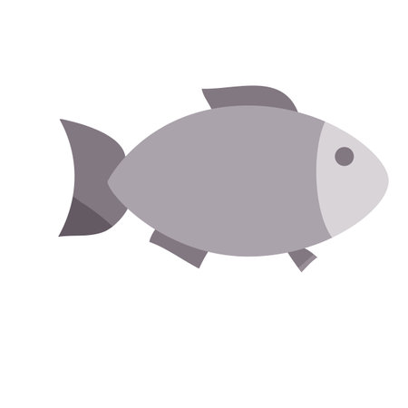 fresh fish in grey, flat, isolated object on a white background, vector illustration, epsのイラスト素材