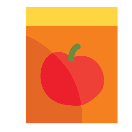 package with tomato juice, a tomato is drawn on the package, flat, isolated object on a white background, vector illustration, epsのイラスト素材