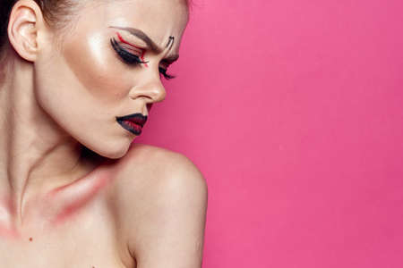 beautiful woman Scorpion fashion glamor hairstyle isolated backgroundの写真素材