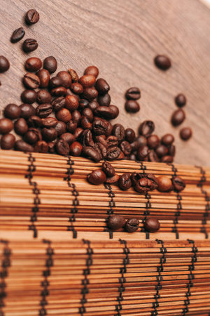 natural coffee brown mocha beans close-up foodの写真素材