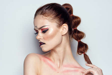 beautiful woman horoscope zodiac sign scorpio color backgroundの写真素材