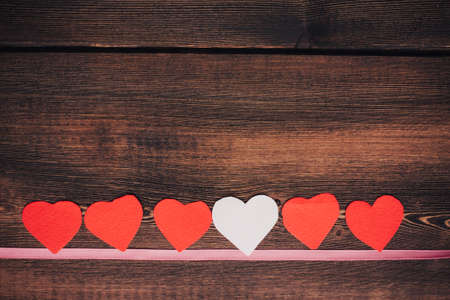 Valentines day decoration wooden table design objectの写真素材