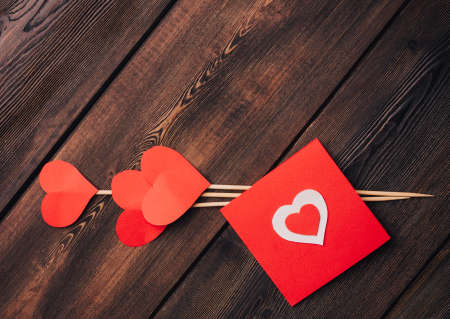 wooden decoration object holiday valentines day heartsの写真素材