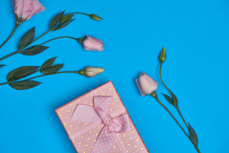 birthday gift holiday decoration blue flowers background