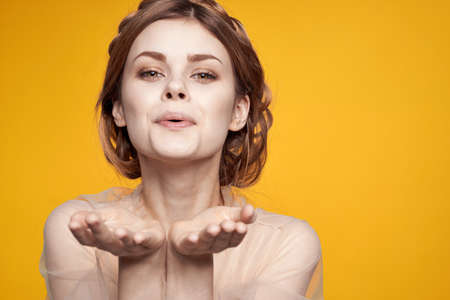 pretty woman attractive look lifestyle romance isolated backgroundの写真素材