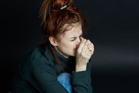 emotional woman depression disorder pain beating aggressionの写真素材