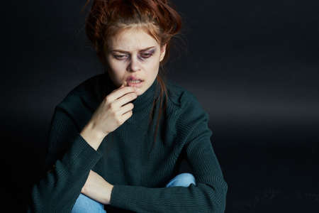emotional woman depression disorder pain beating aggressionの写真素材