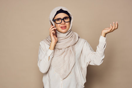 muslim woman with laptop work learning technology