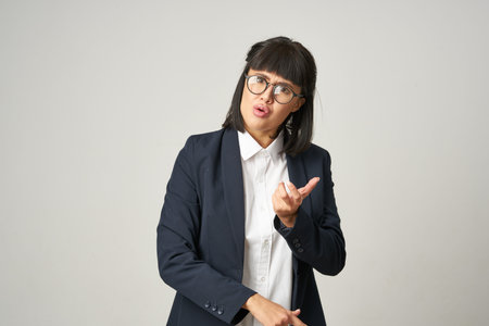 Business woman money lifestyle light background studio