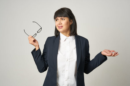 Business woman money lifestyle light background studio