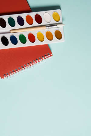watercolor paint drawing learning school design top viewの写真素材