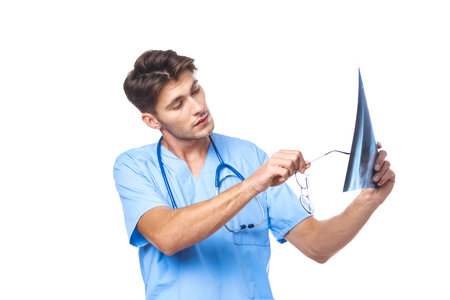 radiologist health care treatment x-ray examination light background