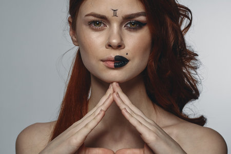 woman with bare shoulders zodiac sign gemini horoscope astronomy