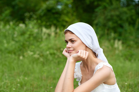country woman outdoors ecology is countryside lifestyleの写真素材