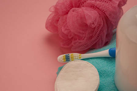 soap washcloth towel bath accessories body care hygieneの写真素材