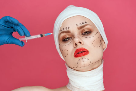 a person rejuvenation facial injection cosmetic procedures isolated background