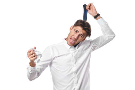 man professional work finance deadline isolated backgroundの写真素材