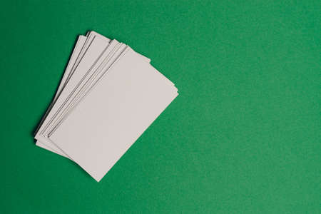 white business cards documents colorful background office copy-spaceの写真素材