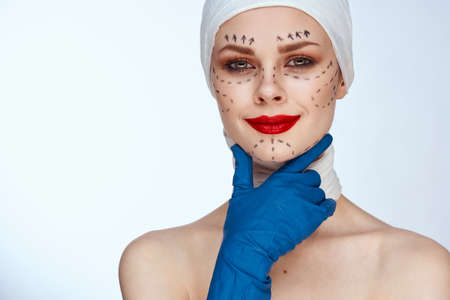 portrait of a woman rejuvenation facial injection cosmetic procedures close-upの写真素材
