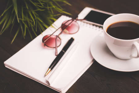cafe Drink cup notepad with pen accessoriesの写真素材