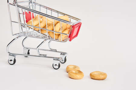 grocery carts supermarket shopping in the storeの写真素材