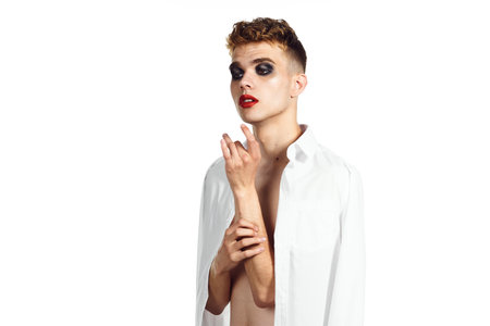 male female makeup crossdresser lgbt community posingの写真素材