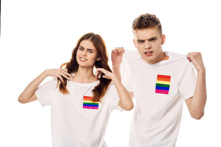 couple Flag lgbt transgender sexual minorities light backgroundの写真素材