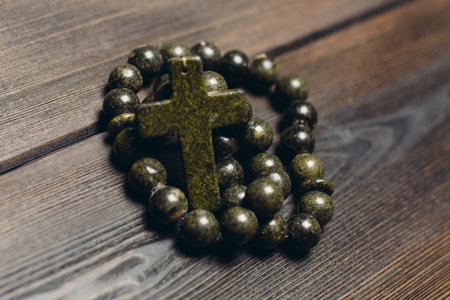 Orthodox cross with beads clear religion catholicism
