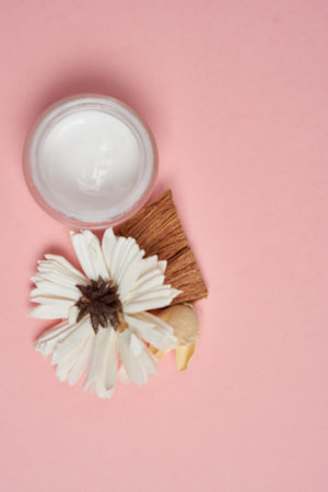 bathroom accessories cosmetics health procedures view from aboveの写真素材