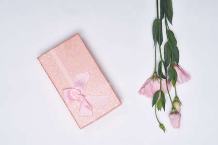 Gift pink box flowers decoration wedding celebrationの写真素材